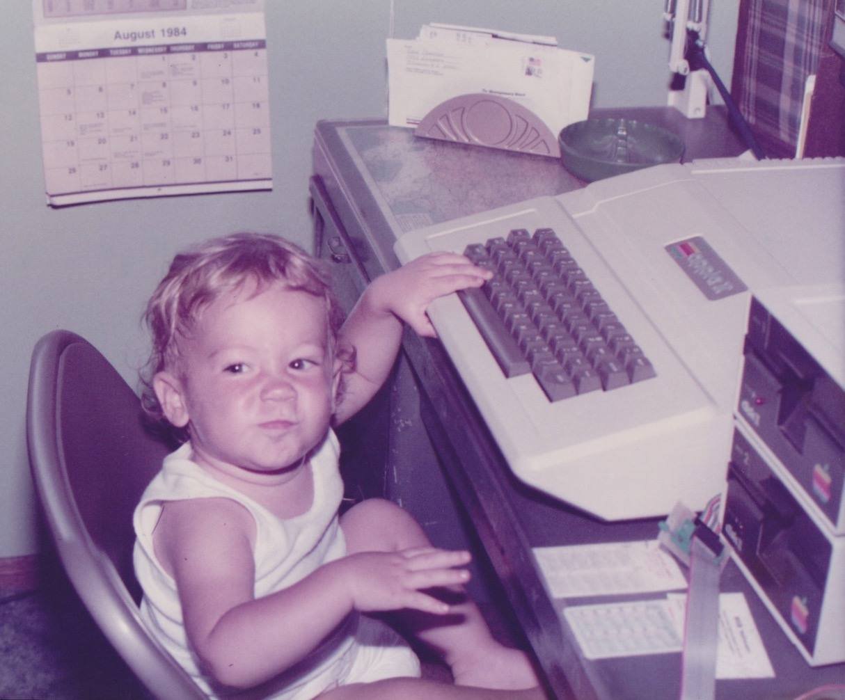 baby chris on computer